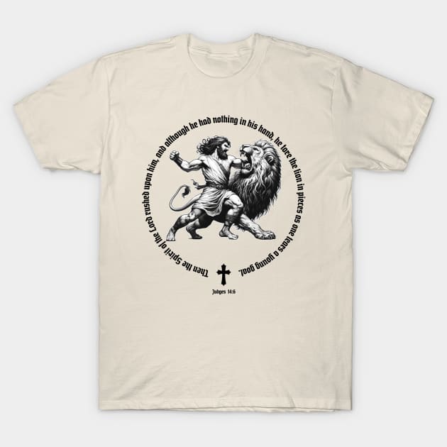 Samson And The Lion Gym Motivaton T-Shirt by RuthlessMasculinity